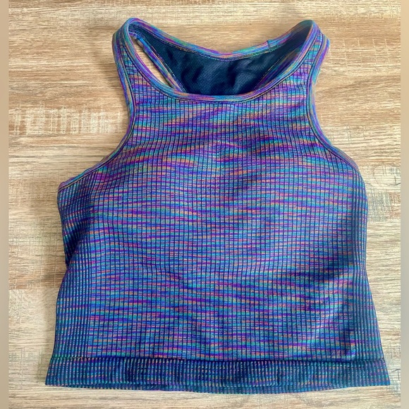 lululemon athletica Tops - Lululemon “Rainbow Multi” Ebb to Street Cropped Racerback Tank - Size 6